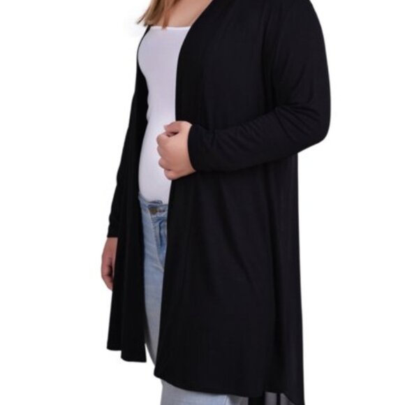 New Camile & Co. Long Sleeve Knit Cardigan With Chiffon Back - Picture 2 of 4